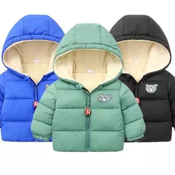 Зимняя куртка для мальчиков для детей с рисунком медведя из мультфильма, пальто на молнии, осенние теплые куртки с капюшоном для мальчиков, детская верхняя одежда 130