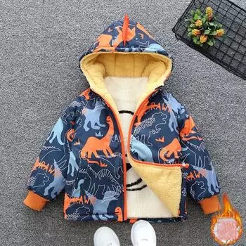 Зимняя куртка для мальчиков Giraffe Plus Velvet, осенняя и зимняя куртка, утепленная зимняя одежда для детей 140 красный