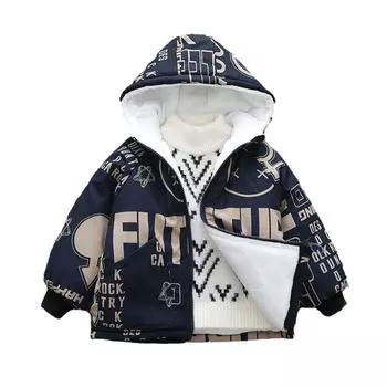 Зимняя куртка для мальчиков Giraffe Plus Velvet, осенняя и зимняя куртка, утепленная зимняя одежда для детей 140 чёрный