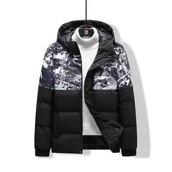 Зимняя куртка для пар из хлопка с капюшоном и цветными блоками, повседневная и модная куртка из хлопка с плетением XXXXL