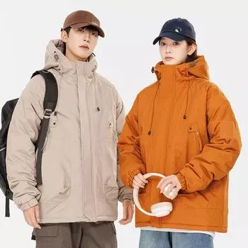 Зимняя куртка для пары, утолщенная графеновая, морозостойкая, теплая, ветрозащитная, водонепроницаемая, спортивная куртка из хлопка и бархата S [80-50kg] чёрный