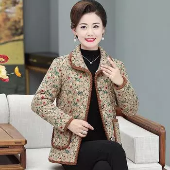 Зимняя куртка для пожилых женщин, осенняя верхняя одежда из бархата для мам, теплая куртка с хлопковой подкладкой, зимнее свободное хлопковое пальто больших размеров 5XL красный