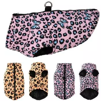 Зимняя куртка для щенков, одежда для собак маленьких собак, кошек, модная водонепроницаемая куртка с леопардовым принтом для домашних животных, наряды для вечеринок французского бульдога и мопса S
