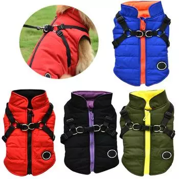 Зимняя куртка для собак для больших собак, теплая одежда с пряжкой, водонепроницаемое пальто для лабрадора, одежда для маленьких и средних французских бульдогов XS