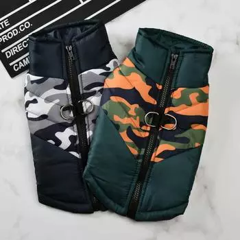 Зимняя куртка для собак средних и маленьких собак, костюм для кошек, модное пальто с леопардовым принтом для щенков с D-образным кольцом, наряды для французских бульдогов и мопсов S темно-синий