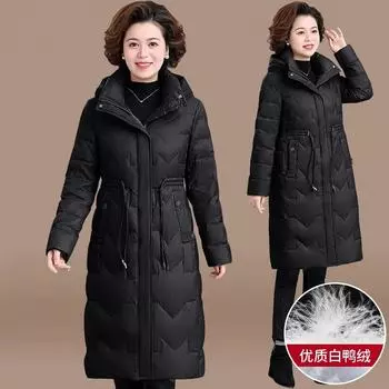 Зимняя куртка для женщин среднего и пожилого возраста 2024 года, длинная одежда для молодых мам, зимнее пальто для женщин среднего возраста L (recommended below 52.5kg)