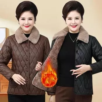 Зимняя куртка для женщин старшего возраста, осенняя бархатная верхняя одежда для мам, теплая куртка с хлопковой подкладкой, зимнее свободное хлопковое пальто XXXXXL белый