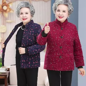 Зимняя куртка для женщин старшего возраста, осенняя бархатная верхняя одежда для мам, теплая хлопковая куртка с подкладкой, зимнее свободное хлопковое пальто больших размеров XXXXXL красный