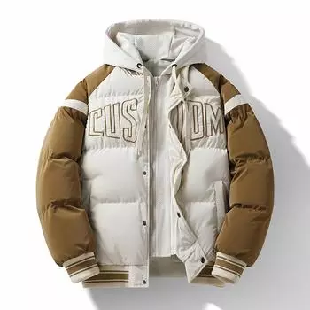 Зимняя куртка-дубка мужская стеганая куртка повседневная съемная теплая свободная пара пальто L