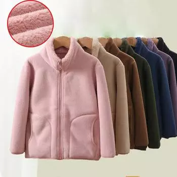 Зимняя куртка флисовая толстая теплая верхняя одежда для мальчиков и девочек ветрозащитная повседневная куртка для женщин и мужчин 130cm синий