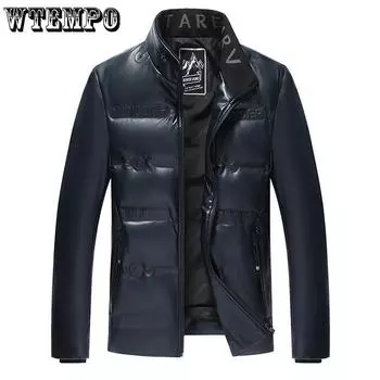 Зимняя куртка Haining Leather Down Jacket Men Short Owl Jacket Softed and Thicken warm down Jacket High-grade M чёрный