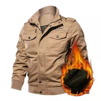 Зимняя куртка из чистого хлопка, мужская военная куртка, мужская флисовая утолщенная M хаки