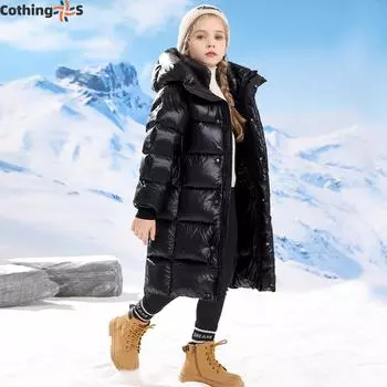 Зимняя куртка из хлопка для девочек и мальчиков, водонепроницаемая куртка с капюшоном, детская куртка 120 чёрный