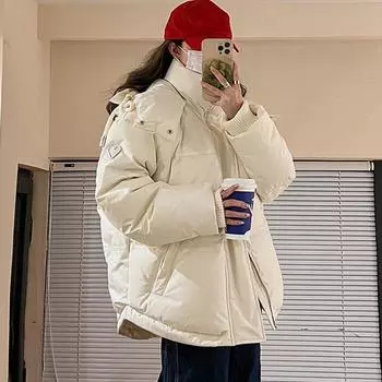 Зимняя куртка из хлопка для женщин, свободная утолщенная хлопковая куртка, сто пар, хлопковое пальто, куртка L чёрный