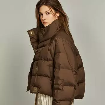 Зимняя куртка из хлопка, женская свободная, утолщенная, короткая, на хлопковой подкладке, уникальное однобортное пальто с воротником-стойкой, теплая верхняя одежда S бежевый