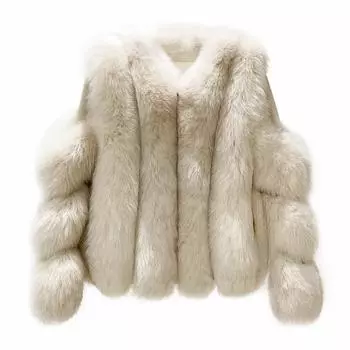 Зимняя куртка из искусственного меха лисы средней и длинной длины, повседневное женское меховое пальто большого размера S
