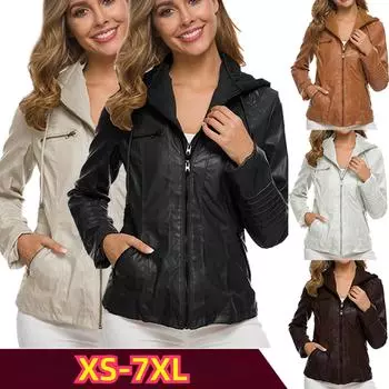 Зимняя куртка из искусственной кожи Zise 7XL для женщин, повседневные базовые пальто для женщин, базовые куртки, водонепроницаемые ветрозащитные пальто для женщин 7XL чёрный