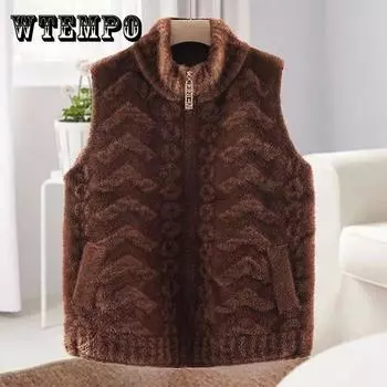 Зимняя куртка из меха норки для женщин, свободный крой, большой размер, толстый короткий жилет, зажим для жилета M
