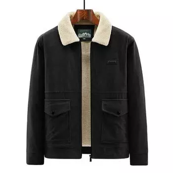 Зимняя куртка из овечьей шерсти для мужчин с толстым и холодостойким меховым воротником Легкая XXXXXL