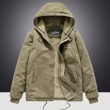 Зимняя куртка из овечьей шерсти Мужская одежда с хлопковой подкладкой Одежда для палубы Флисовая одежда с капюшоном Утолщенная одежда с хлопковой подкладкой Молодежная повседневная куртка с хлопковой подкладкой M