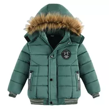 Зимняя куртка. Куртка для мальчика. Теплая детская одежда с капюшоном. 90 армия зеленый