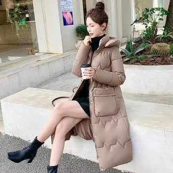 Зимняя куртка. Куртка с капюшоном. Утепленная теплая куртка средней длины. Женская зимняя повседневная куртка. S