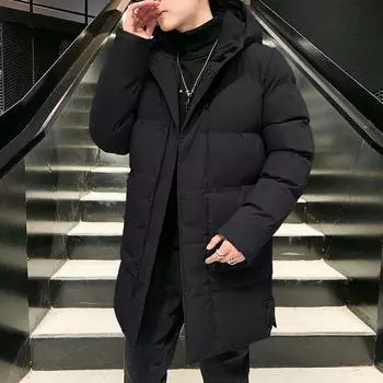 Зимняя куртка, мужская длинная куртка-парка, осенняя куртка-пуховик, мужское пальто, верхняя одежда, длинная куртка, армейское зеленое пальто с капюшоном, большие размеры 8XL 8XL чёрный