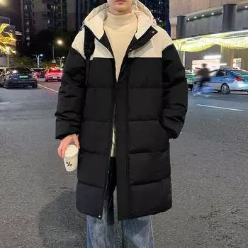 Зимняя куртка мужская длинная парка ветрозащитная теплая пуховая куртка с хлопковой подкладкой женская уличная водонепроницаемая парка с капюшоном XL белый