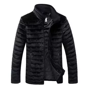 Зимняя куртка, мужская хлопковая стеганая куртка, куртка-пуховик, мужские осенние пальто, фланелевые стеганые куртки, верхняя одежда с воротником-стойкой S чёрный