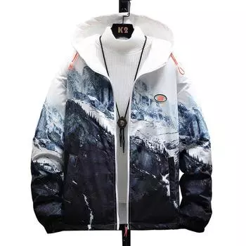 Зимняя куртка Мужская куртка Молодежная мужская повседневная теплая хлопковая куртка с капюшоном M