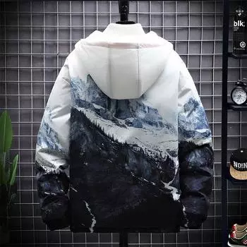 Зимняя куртка Мужская куртка Молодежная мужская повседневная теплая хлопковая куртка с капюшоном M