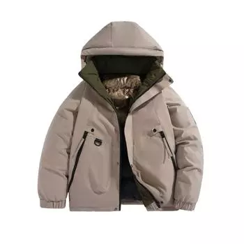 Зимняя куртка мужская теплая парка с капюшоном пальто теплое пальто повседневная парка женская мода уличная одежда XXXL чёрный