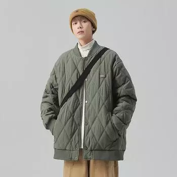 Зимняя куртка, мужские парки, утепленное теплое пальто, мужские куртки с воротником-стойкой, однотонная парка, пальто, новая модная уличная одежда M чёрный