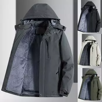 Зимняя куртка на флисовой подкладке. Мужская утолщенная куртка для альпинизма на флисовой подкладке. Ветрозащитная и водонепроницаемая куртка для альпинизма. L серый