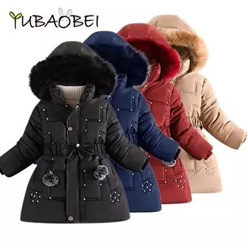 Зимняя куртка на хлопковой подкладке для девочек, детское модное пальто, детская верхняя одежда, теплый пуховик для малышей, детская одежда, От 4 до 12 лет 150 дубильная кора