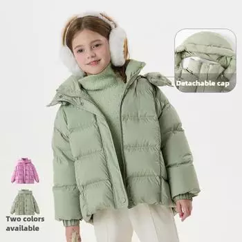 Зимняя куртка-пуховик для девочек среднего и старшего возраста из белого утиного пуха 110cm розы красного