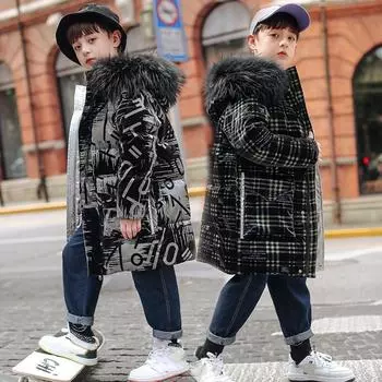 Зимняя куртка-пуховик для мальчика, водонепроницаемая, блестящая, утепленная, теплая, верхняя одежда для мальчиков, пальто, парки для мальчиков, наряд 160cm