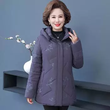 Зимняя куртка-пуховик для мам, модная свободная теплая парка с капюшоном, женская толстая вышитая хлопковая куртка XL красный