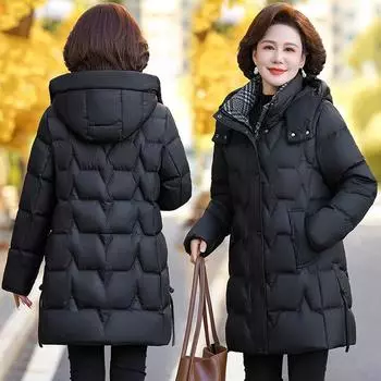 Зимняя куртка-пуховик для мам среднего возраста, средней длины, новый стиль, толстый белый утиный пуховик в иностранном стиле для людей среднего и пожилого возраста XL