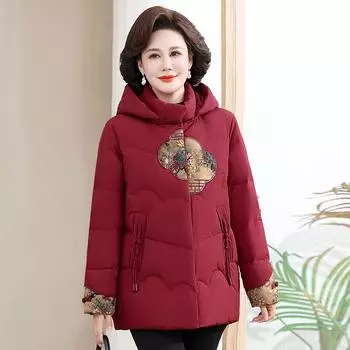 Зимняя куртка-пуховик для мам, женская, средней длины, новая мода, для людей среднего и пожилого возраста, утолщенная белая куртка-пуховик для женщин XL