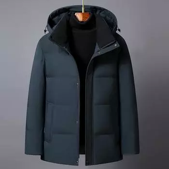 Зимняя куртка-пуховик для мужчин больших размеров, теплая 90% белая утиная пуховая куртка для мужчин среднего возраста, толстая теплая черная парка, зимняя верхняя одежда M чёрный