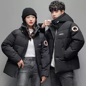 Зимняя куртка-пуховик для мужчин и женщин в том же стиле, парный стиль, короткий с капюшоном S белый