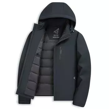 Зимняя куртка-пуховик для мужчин среднего и пожилого возраста, теплая и холодная повседневная куртка с капюшоном M