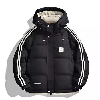 Зимняя куртка-пуховик для мужчин, теплый белый утиный пух с двумя планками, модная куртка-пуховик для мужчин XXXXL чёрный