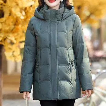 Зимняя куртка-пуховик для женщин больших размеров, верхняя одежда с капюшоном, элегантное толстое теплое пуховое пальто для женщин Prakas XL красный