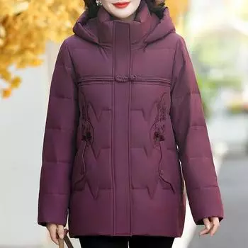 Зимняя куртка-пуховик для женщин Prakas с капюшоном больших размеров, элегантный толстый теплый пуховик для женщин, верхняя одежда XL красный