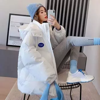 Зимняя куртка-пуховик из хлопка, женская однотонная утепленная парка с капюшоном, женская повседневная свободная модная куртка
