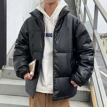 Зимняя куртка-пуховик из искусственной кожи для мужчин и женщин, не требующая стирки, для средних и старших классов, новая утолщенная студенческая трендовая куртка M
