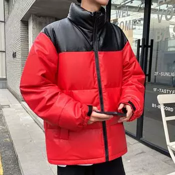 Зимняя куртка-пуховик из искусственной кожи для мужчин и женщин, не требующая стирки, для средних и старших классов, новая утолщенная студенческая трендовая куртка M