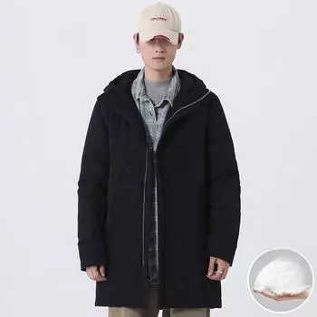 Зимняя куртка-пуховик мужская модная, высокого класса, средней длины, 80, белая куртка-пуховик, интернет-знаменитость, тот же стиль, пара, куртка M